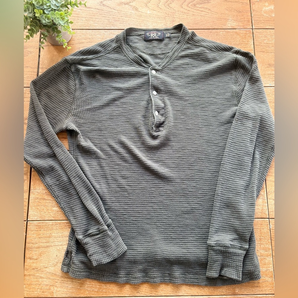 RRL Ralph Lauren Waffle Knit Henley Shirt – Size M